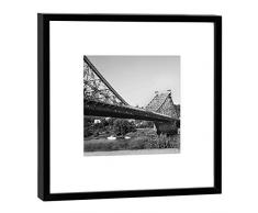 COGNOSCO Fotografie im Holzrahmen: Blaues Wunder Fotodruck-Format 27 x 27 cm-Rahmenfarbe Hochwertiges Wandbild, Geschenkidee oder Souvenir aus Dresden, Holz, Schwarz-Weiß, Rahmen