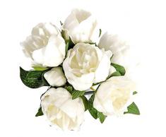 Meide Gruppe USA 35,6 cm Echt Latex Mini Touch Peony Strauß Künstliches Spring Flowers für Home Decor, Hochzeit Blumensträuße, und Aufsteller (6 Pcs) milchweiß