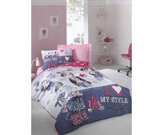 Cotton Box Steppdecke für Kinder 160 x 220 cm Fuchsia Dark Blue White Pink