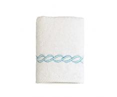 Linum Wohntextilien Soft Twist Cadena Premium Authentic Weich 100% Türkische Baumwolle Hotel Collection Waschlappen, White/Sky Blue, Einheitsgröße