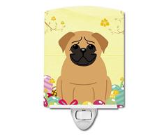 Carolines Treasures Ostereier Mops braunes Keramik-Nachtlicht, 15,2 x 10,2 cm, Mehrfarbig