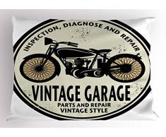 Man Cave Kissen Sham von lunarable, Grunge Retro Gummi Stempel Vintage Garage Custom Motorrad Repair, dekoratives Standard Größe gedruckt Kissenbezug, Eierschalen schwarz light orange, Textil, Multi 1, 30 W By 20 L