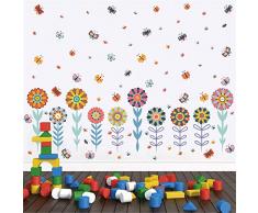 Prabahdak Wandaufkleber/Wandaufkleber, Motiv Kaktus, Motiv: grüne Bonsai, Schmetterlinge und Blumen, Vinyl, Wanddekoration für Klasse Büro und Zuhause Schmetterling