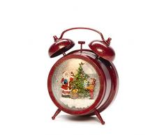 Konstsmide Schneekugel Wecker mit Weihnachtsmann und Kinderszene - Wassergefüllt/Innen (IP20)/Optional 8 Lieder Musik/Batteriebetrieben: 3xAA 1.5V (exkl.) / Weihnachtslaterne 1 LED rot