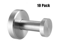 LWZH Handtuchhaken aus gebürstetem Edelstahl, kurz, sehr robust, für Schlafzimmer, Badezimmer, Küche und Balkon, silberfarben, 5,1 cm 2inch Silver-10p