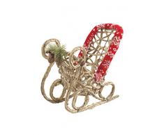 Villa d Este Christmas Schlitten klein Weihnachten, Holz/Stoff, Hellbraun, 15 x 29 x 32 cm