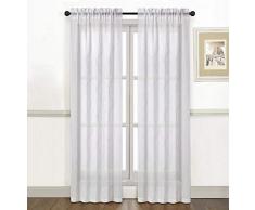 Ruthys Textile Vorhang – 2 x 96,5 x 213,4 cm Paneele mit Stangen-Taschen, marokkanisches Spalier Bestickte Voile-Vorhänge – für Schlafzimmer, Wohnzimmer oder Esszimmer Fenster beige