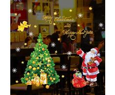 decalmile Weihnachten Fenster Wandtattoo Weihnachtsbaum Schneeflocken Weihnachtsmann Wandsticker Fensteraufkleber Weihnachtsdekoration