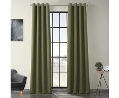 HPD BOCH-LN18520-120-GR Vorhänge, mit Ösen, aus Leinen, 50 x 120 cm, Toskana-Grün
