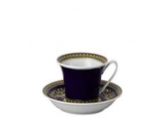 Versace Medusa Tee Tasse und Untertasse, Porzellan, Blau, 17 x 17 x 7.7 cm