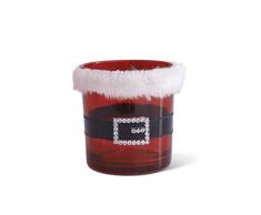 K&K Interiors 54138E Votivkerze mit Fell, Weihnachtsmann, 7,6 cm, Rot