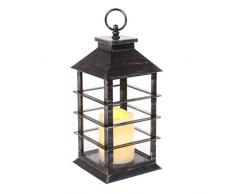 Darice 30010459 Kunststoff-Kerze, schwarz/gebürstet, 14 x 30 cm, Laterne