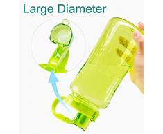 Mangocore Großes Fassungsvermögen 1L-Kunststoff Wasser Flasche für Outdoor Sport Reise Wandern Klettern 1000 ml Fahrrad Flasche mit Trinkhalm Drinkware Gurt BPA-Frei 1000ML Green Color Grün