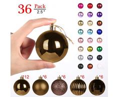 GameXcel Christbaumkugeln Ornamente für den Weihnachtsbaum – bruchsichere Weihnachtsdekoration, perfekt zum Aufhängen Medium (2.5) 36pcs grau - Space Gray
