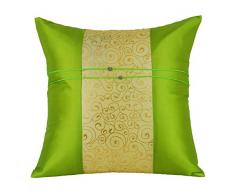 Tom Barrington Home Kissenbezug aus Seide, Grün/Elfenbein/Gold Brokat 16 x 16 gelb