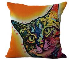 Rainbow Pet Kissenbezug, bedruckt cottonlinen Überwurf Kissen Fall Kissenbezug Form pillowslip Pullunder quadratisch Reißverschluss gemustert Kissenbezüge für Home Sofa Stuhl, baumwolle, Smiling Cat, Cover WITHOUT Pillow Insert