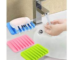 Modaleza Seifenschale Halter Abtropfgestell Dusche Wasserfall für Bad/Küche/Theke, halten Bars trocken Einfache Reinigung Flexibles Silikon, 3 Farben in Packung (3)
