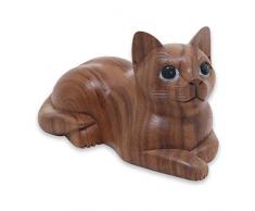 NOVICA Kurzhaar Katze Holz Skulptur