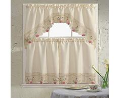 Daniels Bath & Beyond Küchenvorhang, Bestickt, mit Schal 30 x 36/30 x 36/60 x 36 Rachel Rose