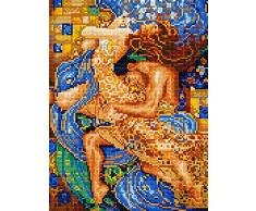 Diamond Vollbedeckung mit Holzrahmen Painting Set Bild 30 x 40 Diamant Malerei Stickerei Handarbeit Basteln Mosaik Steine Blumen Korb Haus am Bach (EJ288)