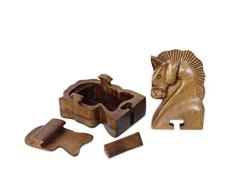 NOVICA Sumba (Indonesien) Pferd handgeschnitzt balinesische Holz Puzzle Box