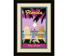 Northwest Art Mall jk-5678 fgdm acpp Key Largo Florida Adirondack Stühle Palmen Punch gerahmtes Wandbild Art von Künstler Joanne Kollman, 40,6 x 55,9 cm
