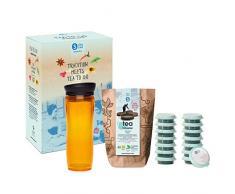 shuyao teekultur Starterbox Tea to Go Thermobecher mit integriertem Teesieb + 5x3 Loser Bio Tee mit Koffein, Orange, 45g