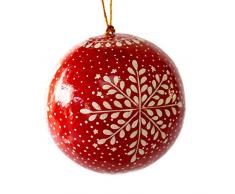 Bollywood Weihnachtskugel mit Schneeflocken-Motiv, rot, 7,6 cm