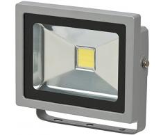 Brennenstuhl Chip-LED-Leuchte / LED Strahler außen (robuster Außenstrahler 20 Watt, Baustrahler IP65 geprüft, LED Fluter Tageslicht) Farbe: silber