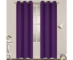 Yakamok Verdunklungsvorhänge für Schlafzimmer – Ösen Thermoisoliert Zimmer Verdunkelungsvorhänge für Wohnzimmer Set von 2 Paneelen 38W x 84L violett