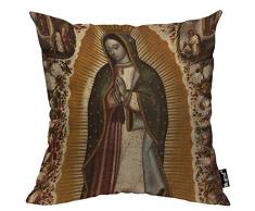 Mugod Kissenbezug mit Ölgemälde, Manuel De Arellano, Virgen de Guadalupe, Baumwolle, Leinen, Kissenbezug für Herren und Damen, Kinder, 45,7 x 45,7 cm