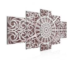 Bilder Mandala Abstrakt Wandbild 200 x 100 cm Vlies - Leinwand Bild XXL Format Wandbilder Wohnzimmer Wohnung Deko Kunstdrucke Braun 5 Teilig - MADE IN GERMANY - Fertig zum Aufhängen 109651a