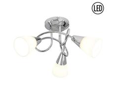 Britalia LIP1001LED Lippi Chrom poliert & weißes Glas Twist Stem Semi Flush - 3 x LED E14 SES Lampen enthalten 240 V, Chrom