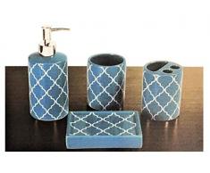 Better Home Keramik-Bade-Ensemble, 4-teiliges Badezimmer-Zubehör-Set – Luxus Design Auswahl – Seifenschale, Lotionspender, Zahnbürstenhalter, Zahnputzbecher, Teal Design