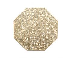 Wintop Runde Vinyl Platzdeckchen 6er Set Exquisite Funktionsmatte für Esstisch Durable Anti-Rutsch 15-Inch Achteckiges Gold