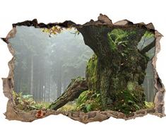 Pixxprint 3D_WD_S2438_62x42 gigantischer Baum mit Moos bedeckt Wanddurchbruch 3D Wandtattoo, Vinyl, bunt, 62 x 42 x 0,02 cm