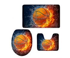 Instantarts 3-Teiliges Badezimmer Teppich Set Contour Teppiche Deckelbezug Badteppich (Ball) Small Ball-6