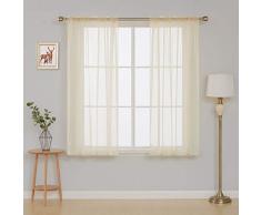 deconovo Solid Farbe Rod Pocket Vorhänge Vorhänge, Gardinen Sheer Voile Vorhänge Gardinen, Polyester-Mischgewebe, beige, 52x63 Inch
