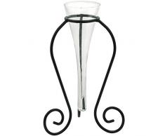 Couronne Company M040–7220 lang gestreckt Glas Membran Vase & Schwarz Metall Ständer, 27,9 cm klar, 1 Stück