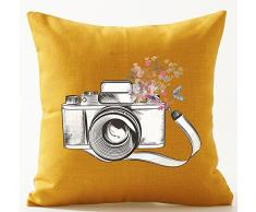 Old Retro Kamera Keep Erinnerungen Baumwolle Leinen Quadratisch Überwurf Taille Kissen Fall dekorative Kissenhülle Kissenbezug Sofa 45,7 x 45,7 cm, baumwolle, 4, 18X 18
