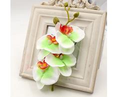 YYU DIY Künstliche Blumen Rosen 5 Strauß (Ein Strauß = 20 Stück) Handgefertigt Blume Schmetterling Blumenstrauß Hochzeit Home Dekoration DIY Kranz, Cymbidium Orchidee, Kunstpflanze Lichtgrün