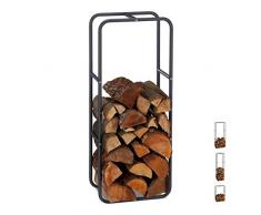 Relaxdays Kaminholzregal, Holzscheite Stapelhilfe, aus Stahl, innen und außen, Brennholzregal, HxB 100x40 cm, anthrazit