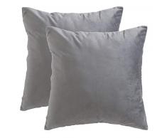 famibay Set von 2 Samt-Kissenbezügen für Sofakissen, dekorativ, weich, quadratisch, 45,7 x 45,7 cm Set of 2 hellgrau