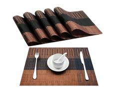 GoFriend 6 PCS umweltfreundliches PVC gewebten Tischsets Pad für Esstisch hitzebeständig Platzmatten, 30,5 cm von 45,7 cm Coffee
