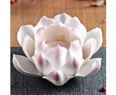 NAGU Räucherstäbchenhalter für Räucherstäbchen, handgefertigt, Lotus-Keramik, Asche-Auffangbehälter, Heimdekoration, groß Medium einfarbig