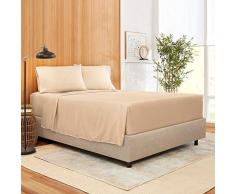 Empyrean Bettwäsche Bambusmischung 6-teilig - Bambus und Mikrofaser Mischung - Hotel Luxus extra weich kühl kuschelig Bettlaken - pflegeleicht faltenfrei bügelfrei Twin XL Taupe Sand