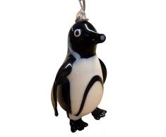 Dynasty New Mundgeblasenes Glas, schwarz und weiß Pinguin Ornament oder Figur