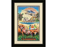 Northwest Art Mall jm-6632 fgdm RXH Florida Relax Hängematte gerahmt Art Wand von Künstler Jim MAZZOTTA, 40,6 x 55,9 cm