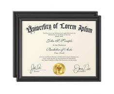 Icona Bucht 8,5 von 11 Bilderrahmen, Holz Diplom Rahmen, Wand hängen großen Foto Dokument Zertifikat Rahmen, Landschaft, als 11 x 8,5 oder Hochformat, Lakeland Collection 8.5x11 Letter (2 Pack) matte black