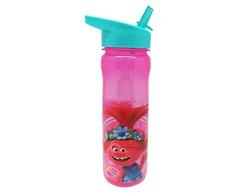 Trolls 600 ml Wiederverwendbare Wasserflasche Mohnrosa von Polar Gear BPA frei, World Tour Kinder Regenbogen-Design für Schule, Kindergarten und Sport, 23 cm hoch, Polypropylen